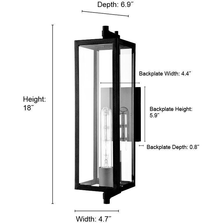 Messi 1 Light 18 inch Textured Black Outdoor Wall Sconce